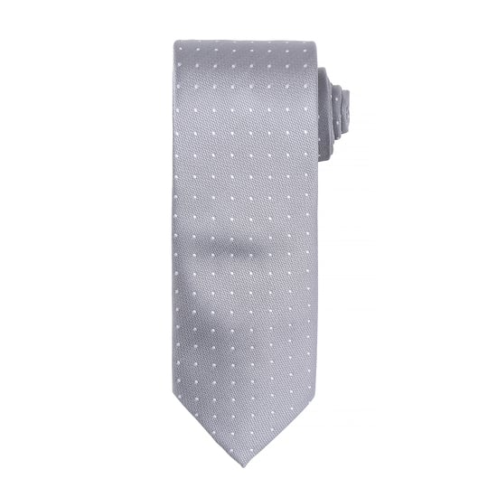 Premier Heren Micro Dot Pattern Formele Work Tie (Zilver/ Wit) - Image 1