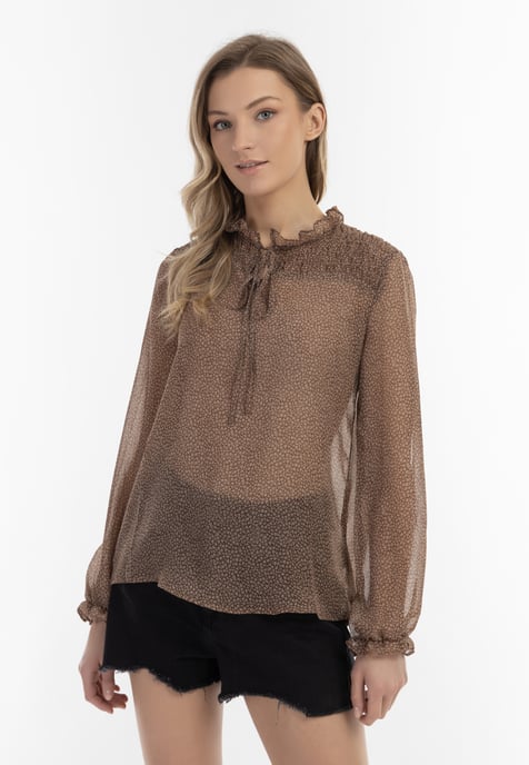 Dreimaster Blouse Dames bruin-gebroken wit - Image 3