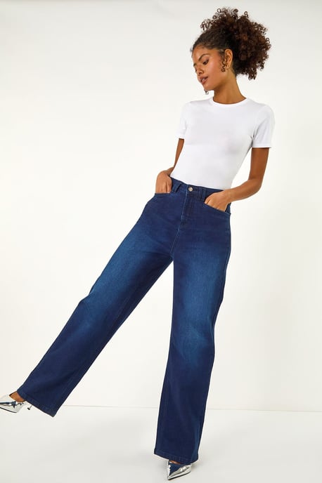 Denim Stretch Wide Leg Jeans