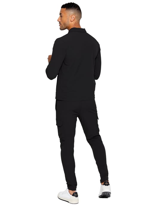 Enzo | Mens Cargo Shacket Tracksuit Set - Black