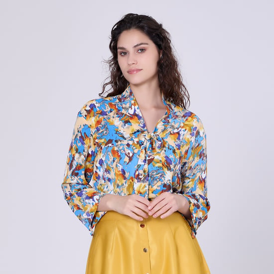 Ascot-tie blouse en abstracte print - Image 1