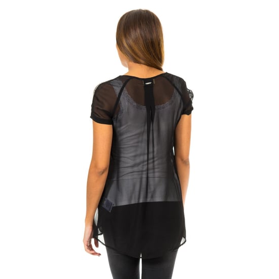 Women's Short Sleeve Blouse with semi-transparent and breathable fabric 10DMC0263