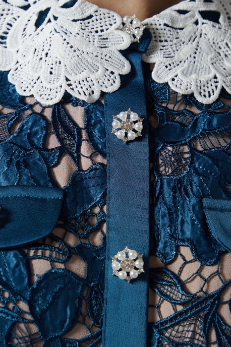 Lace Shirt Dress Contrast Colour