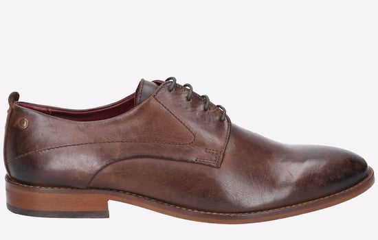 Base London Script Washed Leren Heren Bruine Oxford Schoenen - Image 1