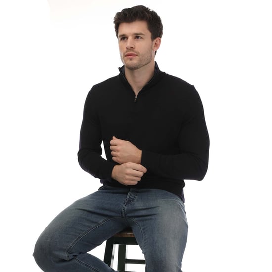 Heren Ted Baker Limehas Merino Wol Core Half-Zip Sweatshirt in Navy - Image 4