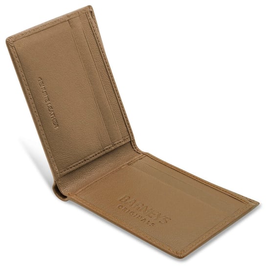 BARNEYS ORIGINALS Real Leather Bi Fold RFID Wallet in Tan