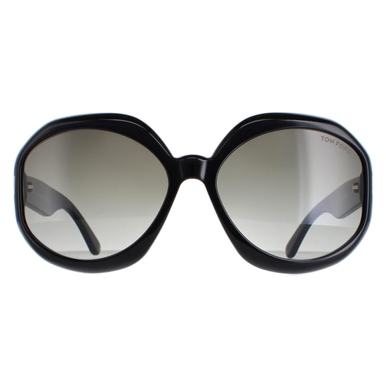 Tom Ford Round Womens Shiny Black Smoke Gradient Georgia 02 FT1011