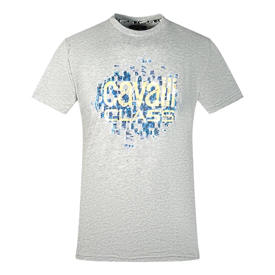 Cavalli Class Gradiënt Schalen Design Logo Grijze T-Shirt - Image 1