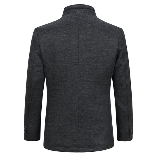 Heren korte slim fit jas met opstaande kraag Business Casual wollen overjas grijs - Image 3