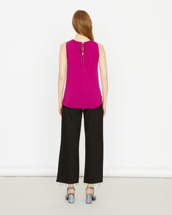 Velvet Front Gathered Neck Top