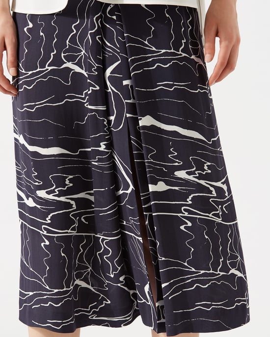 Waterpool Pleat Front Midi Skirt