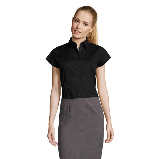 SOLS Dames/Dames Excess Stretch Blouse met Korte Mouwen (Zwart) - Image 1
