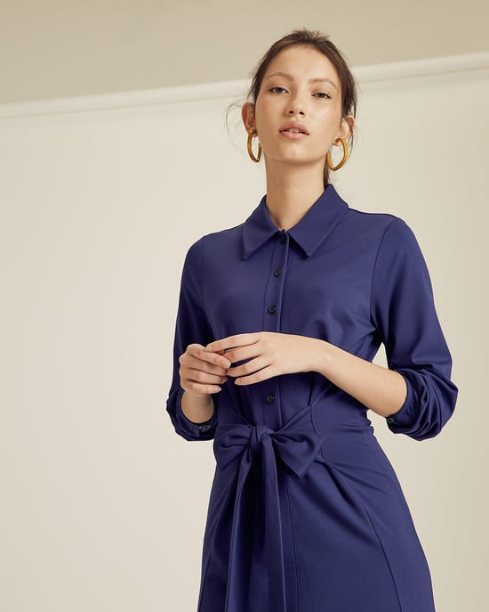 Tie Front Jersey Shirt Dress