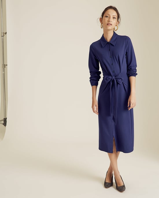 Tie Front Jersey Shirt Dress
