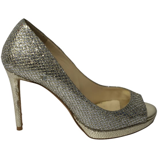 Jimmy Choo Metallic Luna Open Toe Pumps in Goud Leer - Image 1