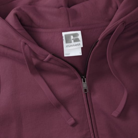 Russell Dames Premium Authentieke Hoodie met rits (3-laagse stof) (Bourgondië) - Image 5