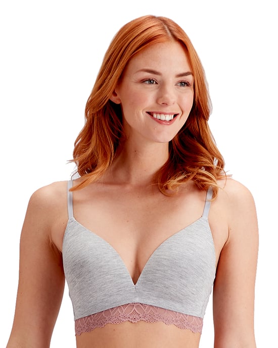 Casual Comfort Non Wired Bra - Grey Marl/Sugar Plum