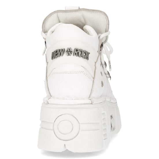 New Rock White Leather Gothic Ankle Boots¬-106N-S8