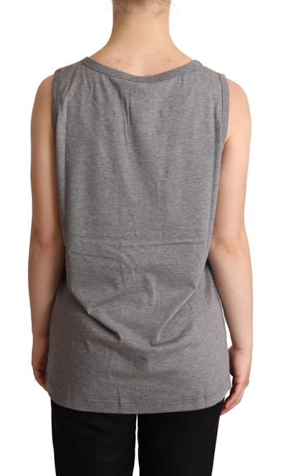 Dolce & Gabbana Dames Grijze Mouwloze Ronde Hals Tanktop T-shirt - Image 3