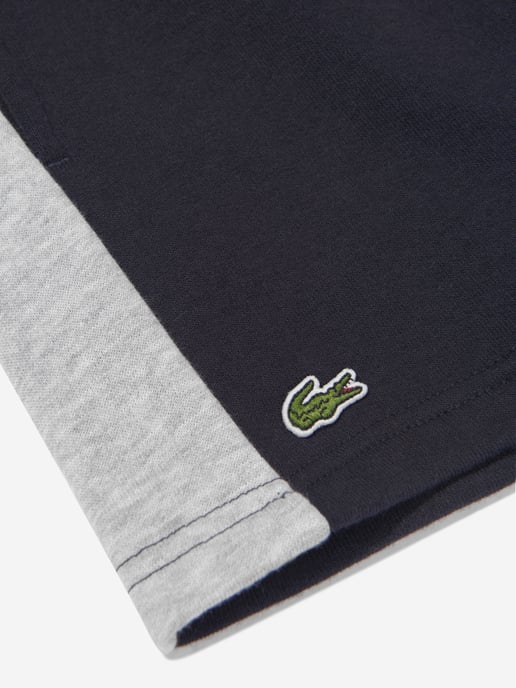 Boy's Lacoste Colour-Stripe Organic Cotton Shorts in Navy Grey