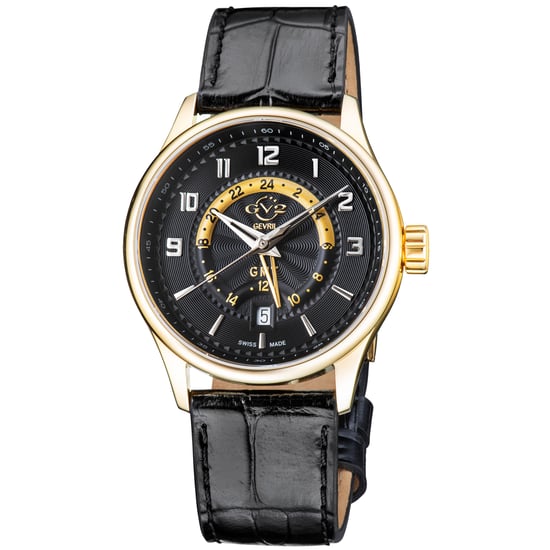 GV2 Men's Giromondo 42306 Swiss Quartz Black Leather Date Watch