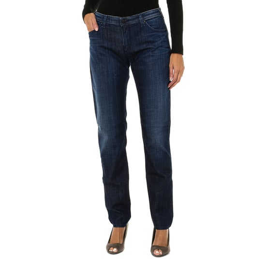 Long worn effect denim pants 6Y5J28-5D30Z woman