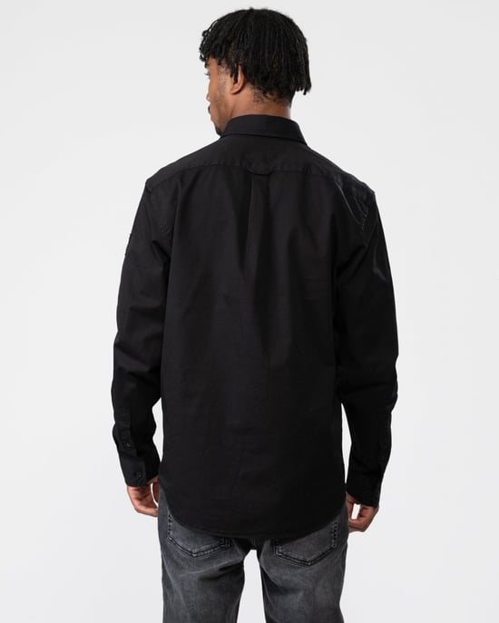 Men's Belstaff Garment Dye Cotton Scale Shirt in Black - Image 4