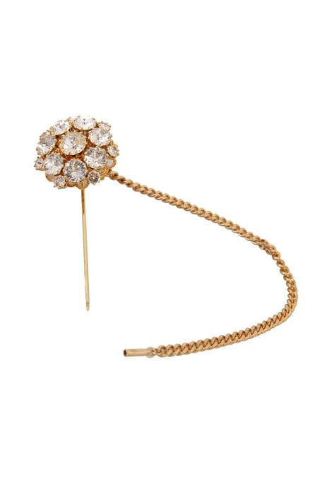 Dolce & Gabbana Women's Gold Brass Clear Crystal Chain Pin Brooch Gold