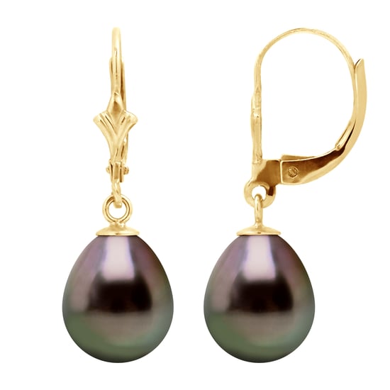 DIADEMA - Earrings - Yellow Gold and Real Tahitian Pearls