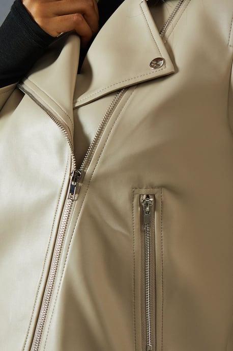 Leather Look Biker Jacket