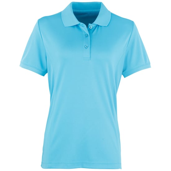 Premier Dames/dames Coolchecker korte mouw Pique Polo T-Shirt (Turquoise) - Image 1