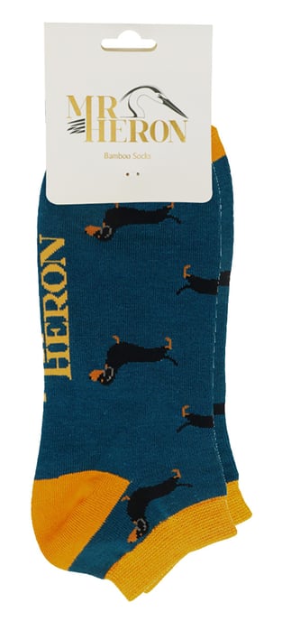Mr Heron - BamboeAnimal Trainersokken voor heren - Sausage Dog (Groenblauw) - Image 2
