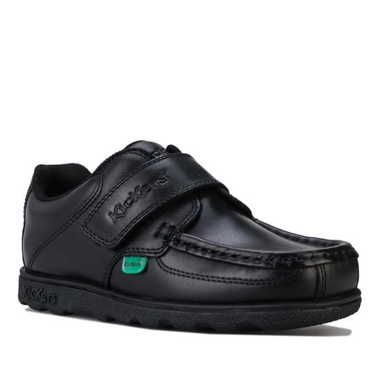 Boy's Kickers Children Fragma Lo Strap Leather Shoe in Black - Image 2
