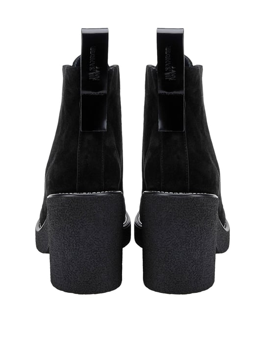 Jil Sander Navy Black Calf Leather Lace Up Ankle Boots