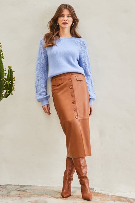 Pastel Blue Crochet Sleeve Jumper