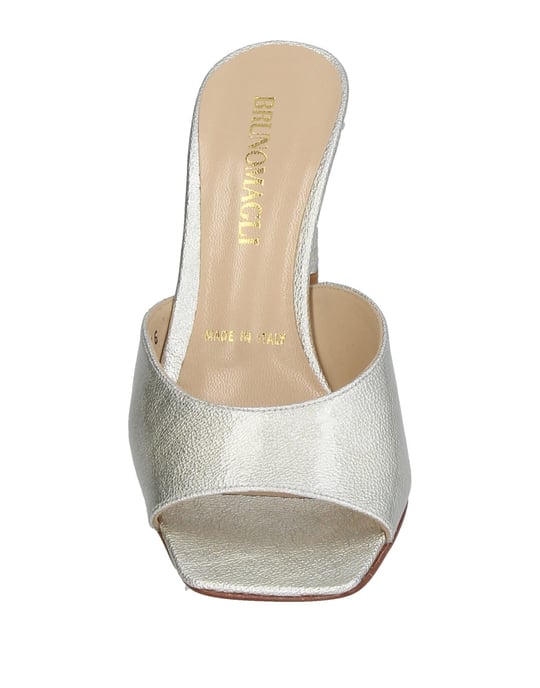 Bruno Magli Platinum Leather Heeled Mules