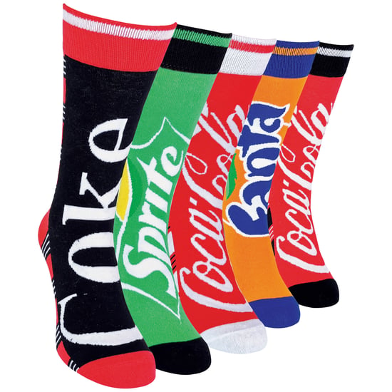 Coca Cola - 5-Pack Unisex Kleurige Gestreepte Fun Novelty Merklogo Katoenen Sokken voor Mannen en Vrouwen - CM549 - Image 1