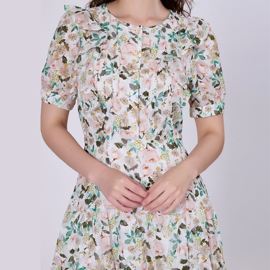 Flower print tea dress
