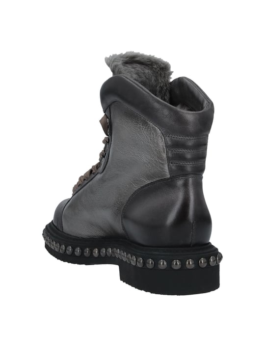 Santoni Lead Leather Ankle Boots