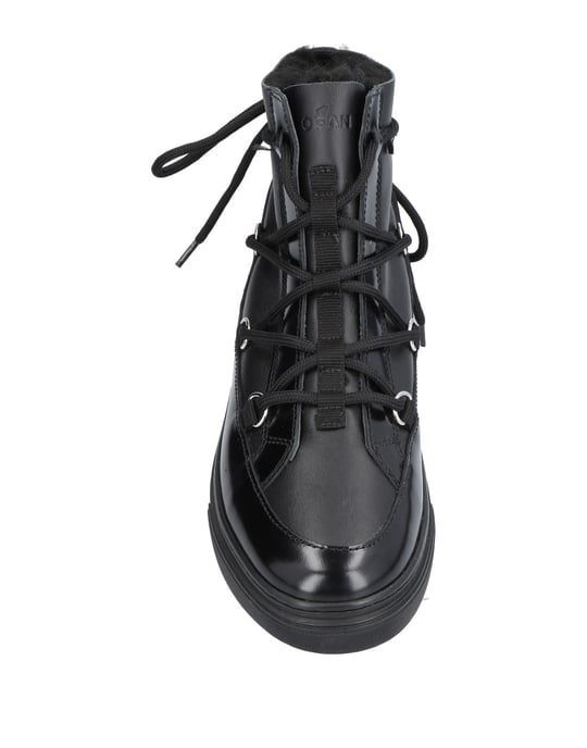 Hogan Black Leather Lace Up Boots