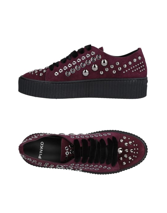 Pinko Deep Purple Leather Studded Sneakers