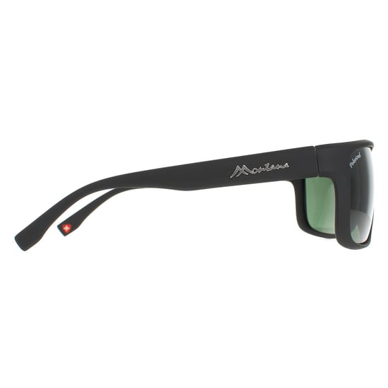 Montana Rectangle Mens Matte Black Green Polarized SP314