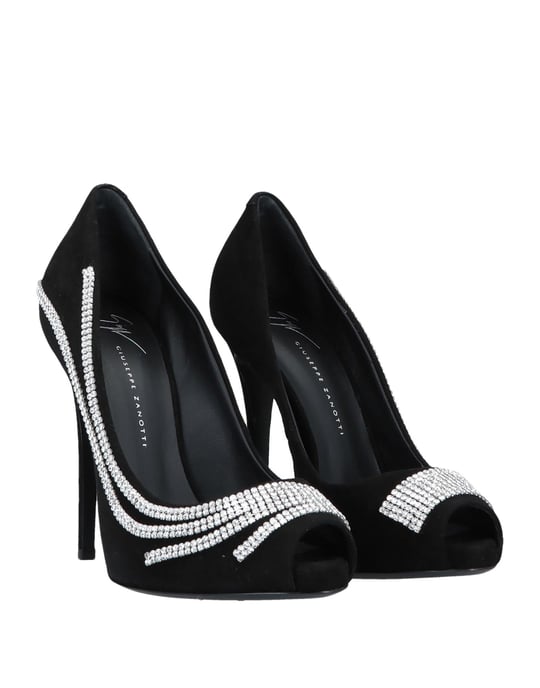 Giuseppe Zanotti Black Leather Peeptoe Heels