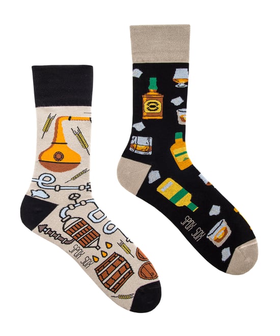 SPOX SOX - Unieke Crew Mismatched Sokken voor Heren & Dames - Whisky Sokken - Whisky - Image 1