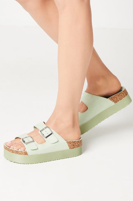 Faith: Hannahs Double Buckle Wedge Footbed Sandals