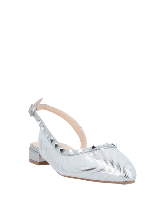 Divine Follie Silver Faux Leather Slingback Flats