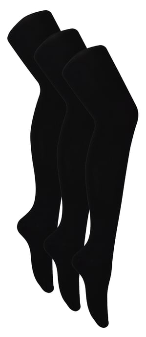 3 Paar Dames Bamboeleggings | Sock Snob | Zachte Effen Opaque Panty’s | Warme Zwarte Panty - Zwart - Image 1