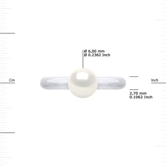 Rush Ring Adjustable Freshwater Pearl Round 6-7 mm White 925