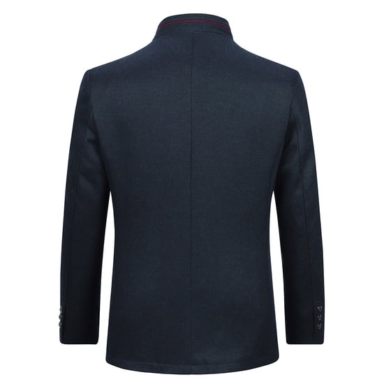 Heren korte slim fit jas met opstaande kraag Business Casual wollen overjas blauw - Image 3