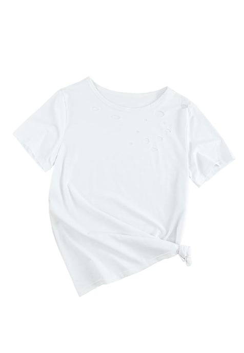 Azura Exchange Women's Crew Neck Cotton Mixed T-shirt in White - Image 2